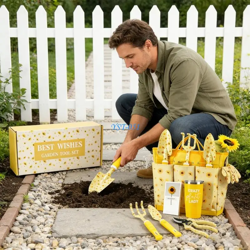 E15A Permanent Garden Tool Set Produced Of Powerful Mixture With Ergonomic Pulls Includes Storage Bag And Glass