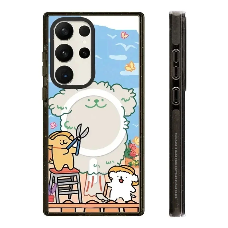 

Swinging Dog Acrylic Black Border Protective Case for Samsung Galaxy S22U S23U S24 Ultra Shell with MagSafe