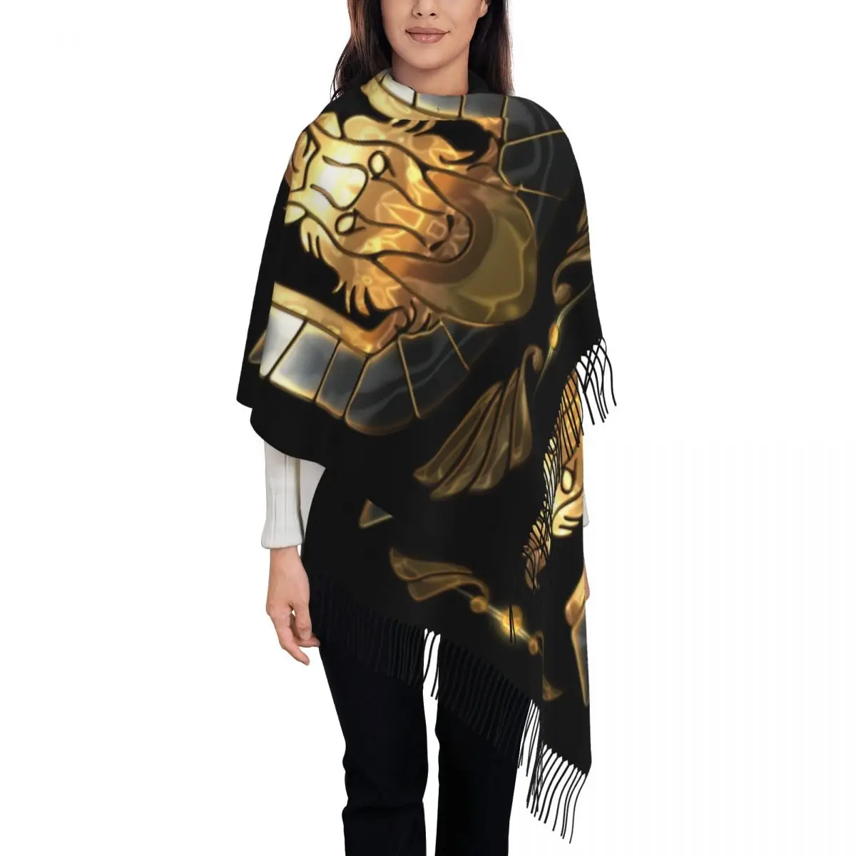 Custom Print Saint Seiya Pegasus Bronze Scarf Women Men Winter Fall Warm Scarves Anime Knights of the Zodiac Shawls Wraps