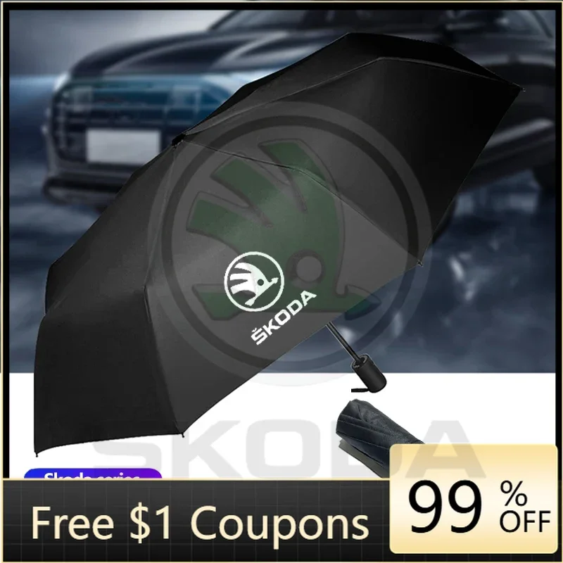 

Car Stickers 2026 Hot Car Emblem Fully Automatic Folding Umbrella Sunscreen Parasol For Skoda Octavia Mk3 Fabia Yeti Kamiq Kodia