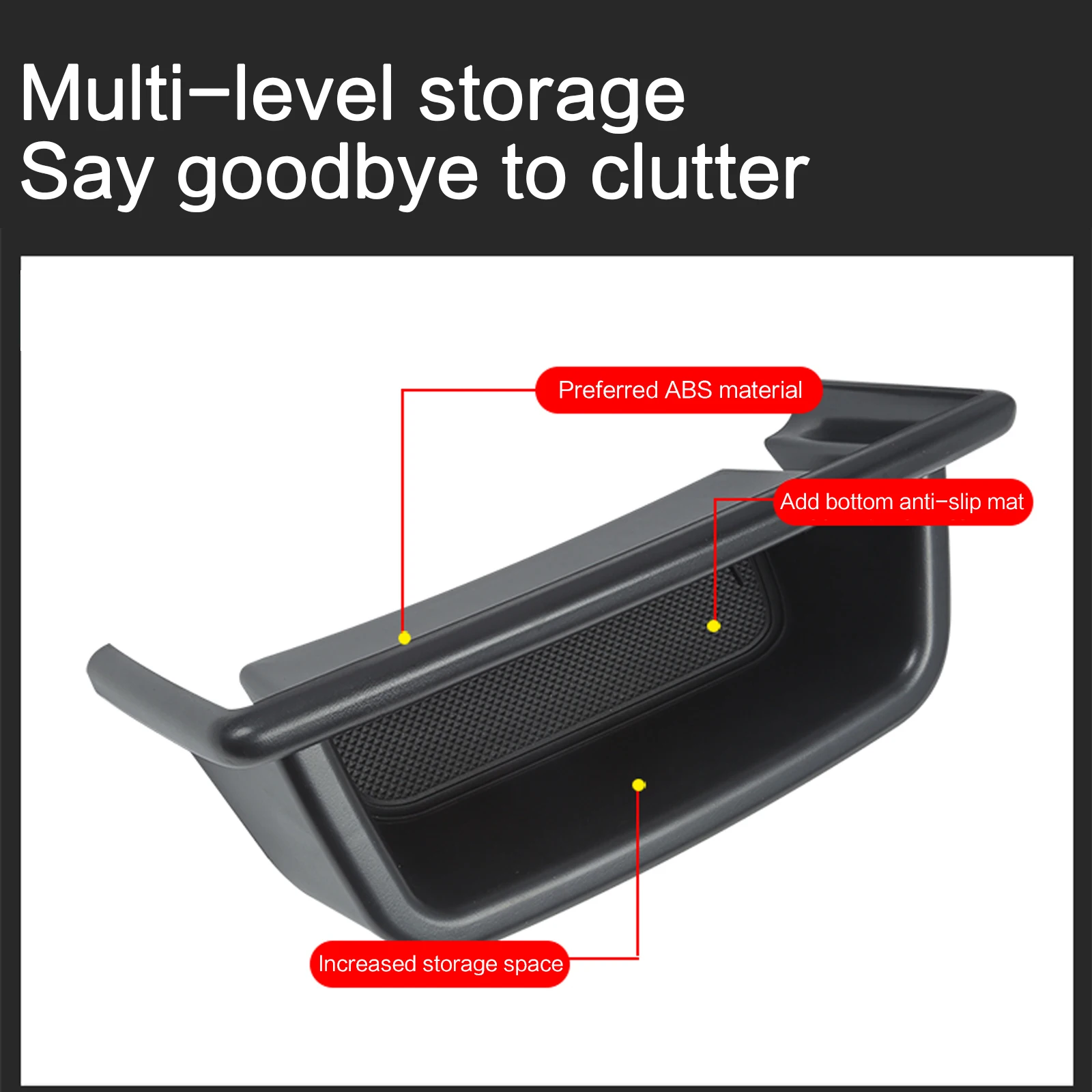 صندوق تخزين خلفي للوحة العدادات ، منظم ABS ، صينية متدفقون للسيارة ، هواتف ، نظارات ، حقيبة ، VW ، ID.4 ، كروز ، ID3 ،- #3