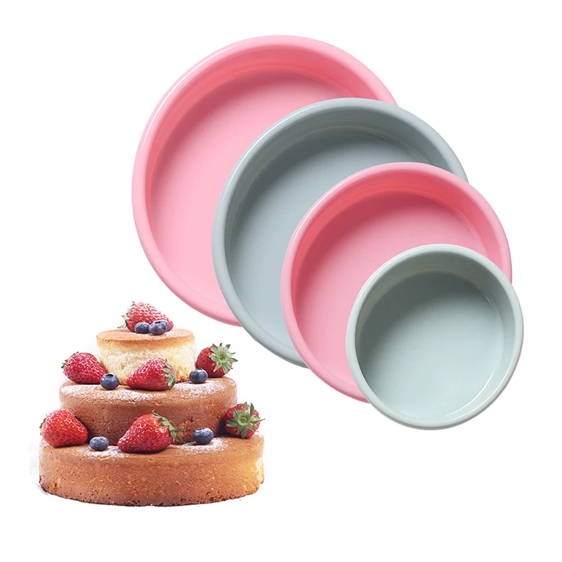 Round Cake Pan Silicone Baking Mold for Rainbow Chiffon Cheese Chocolate Layer Cakes 28cm Pastry Forms Moulds BPA Free Bakeware