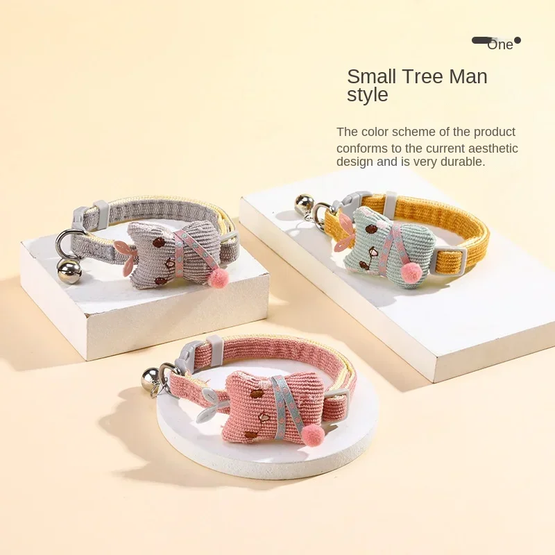 Cross-border new pet collar cute cartoon tree man bell collar cat necklace jewelry manufacturer ready stock