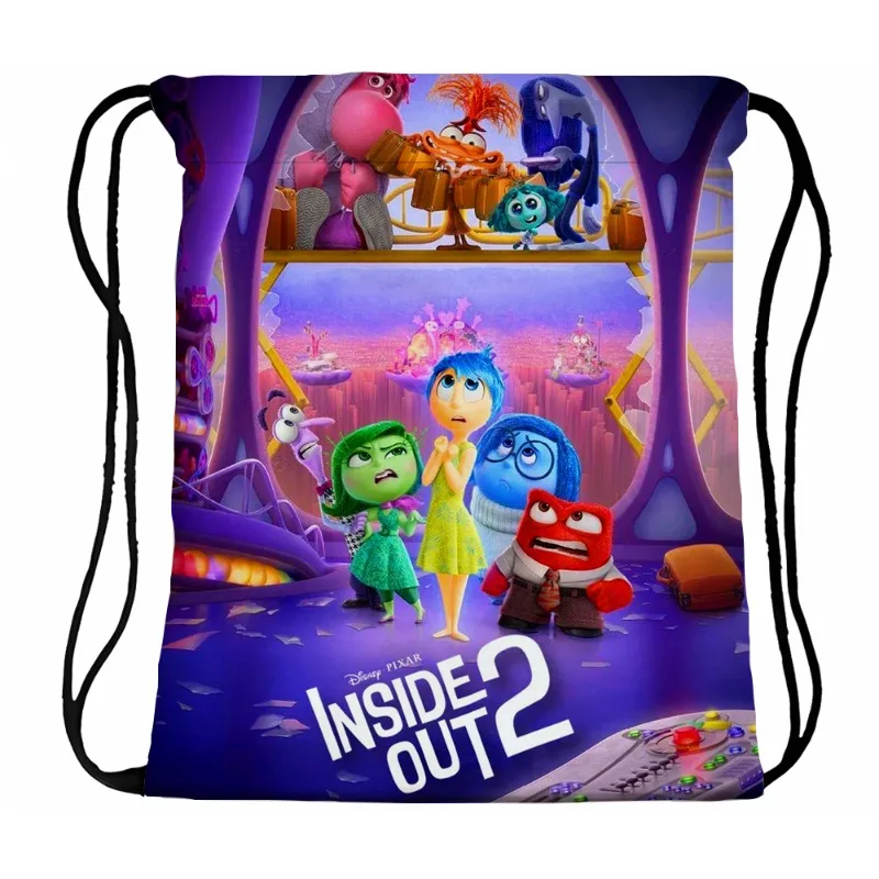 Disney Inside Out 2 Draw String Backpack Kids Anime Cute Drawstring Bag Children Casual Accessories Cartoon Cute Storage Pouch