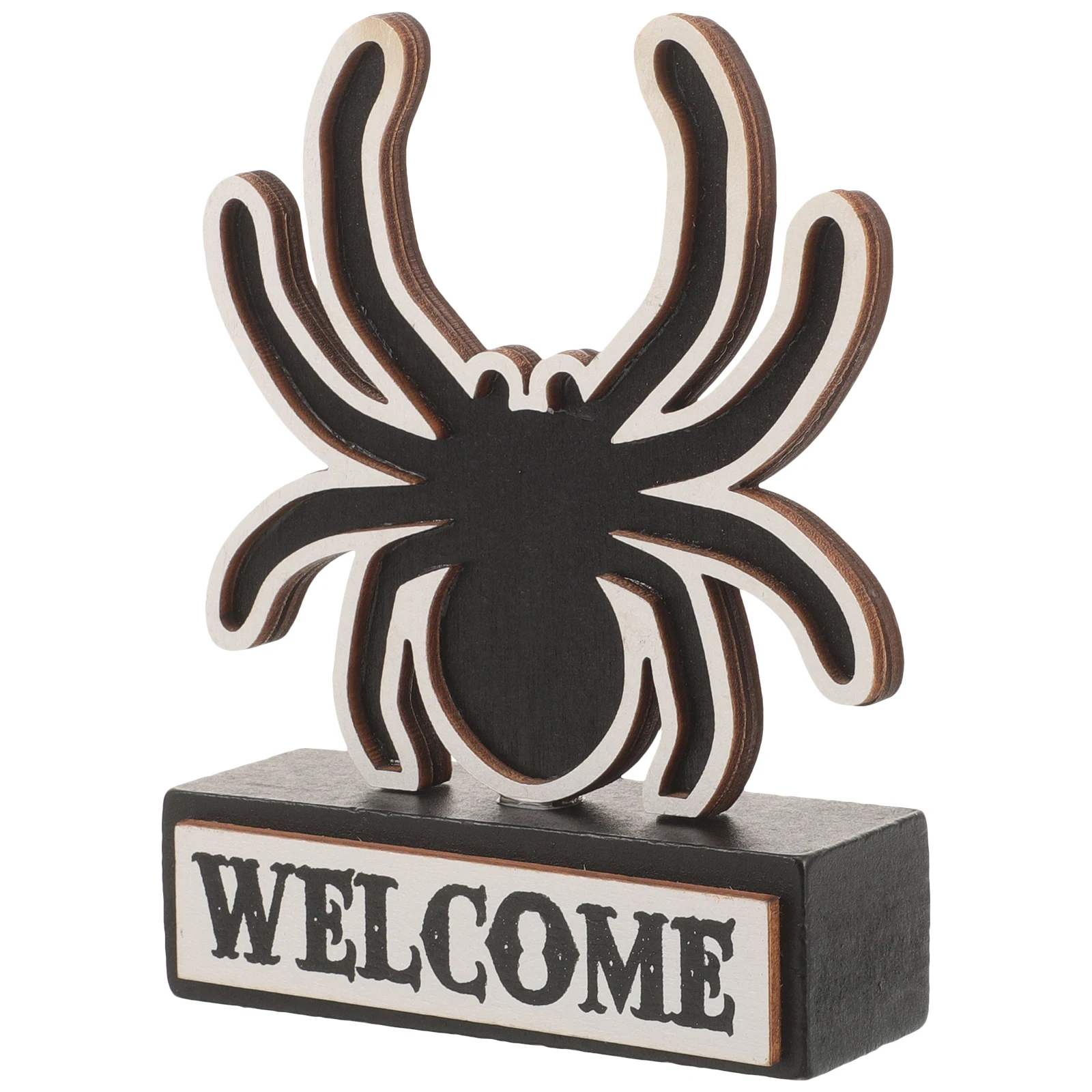 

Spider Ornament Happy Halloween Wood Sign Tabletop House Decor Signs Black Centerpieces Fall Baby