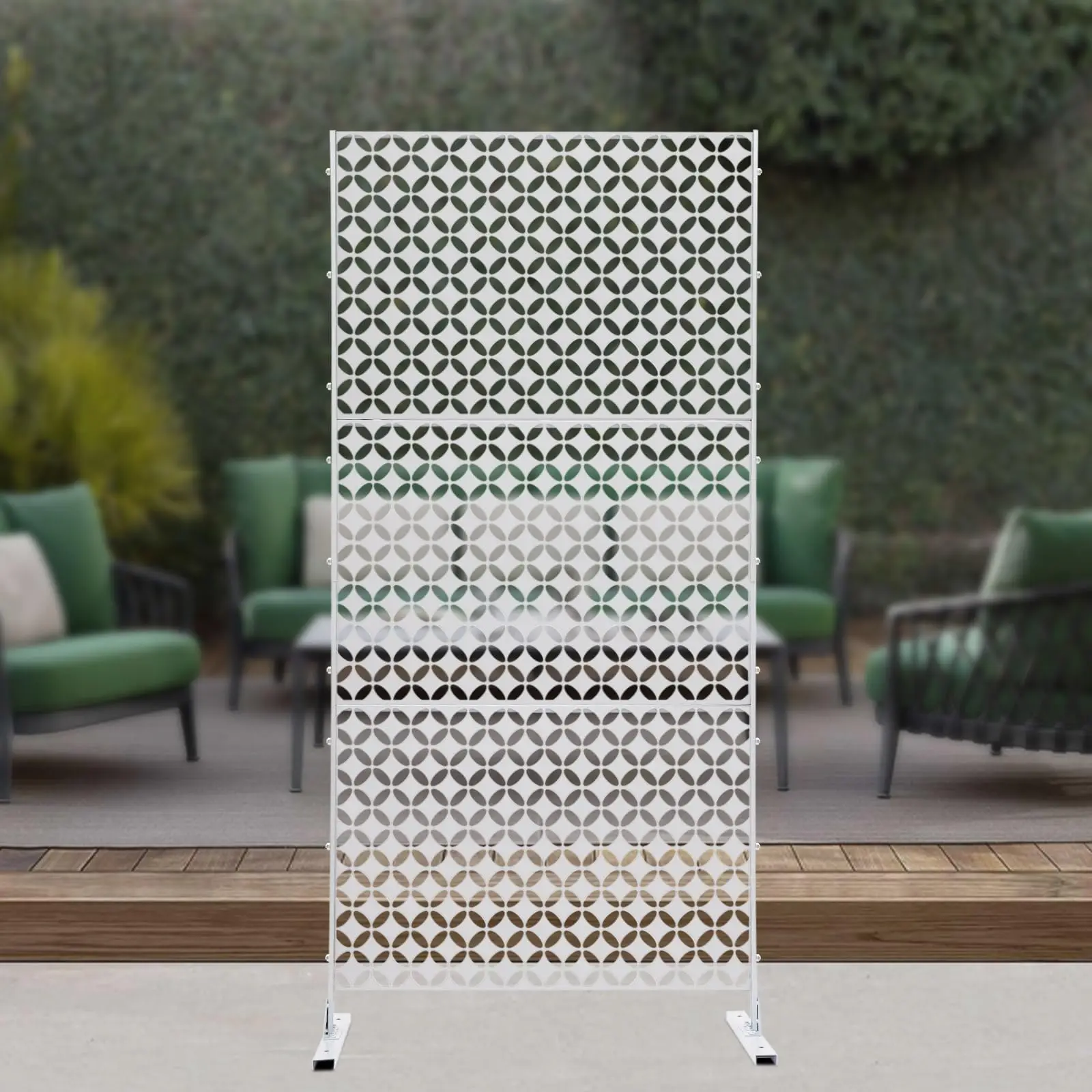 شاشة الخصوصية الخارجية، لوحة شاشة الخصوصية المزخرفة المعدنية 3 أقدام عرض × 6 أقدام ارتفاع قائمة بذاتها، لوحات سياج الخصوصية للباتي الخارجي