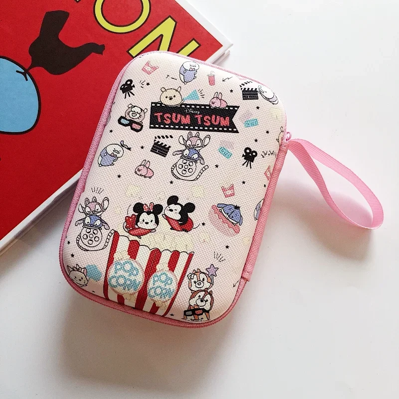 Disney Stitch Portable Earphone Storage Bag Data Cable Organizer Bag Cartoon Multifunctional Charger U Disk Protective Cover