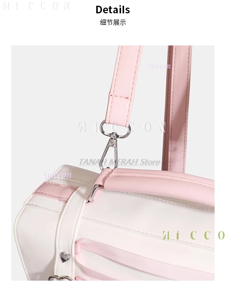 Jirai kei New Japanese Style Lolita Ita Bag with Heart  Bow Decor 4-Way Handheld Shoulder Crossbody Backpack for Women view 4