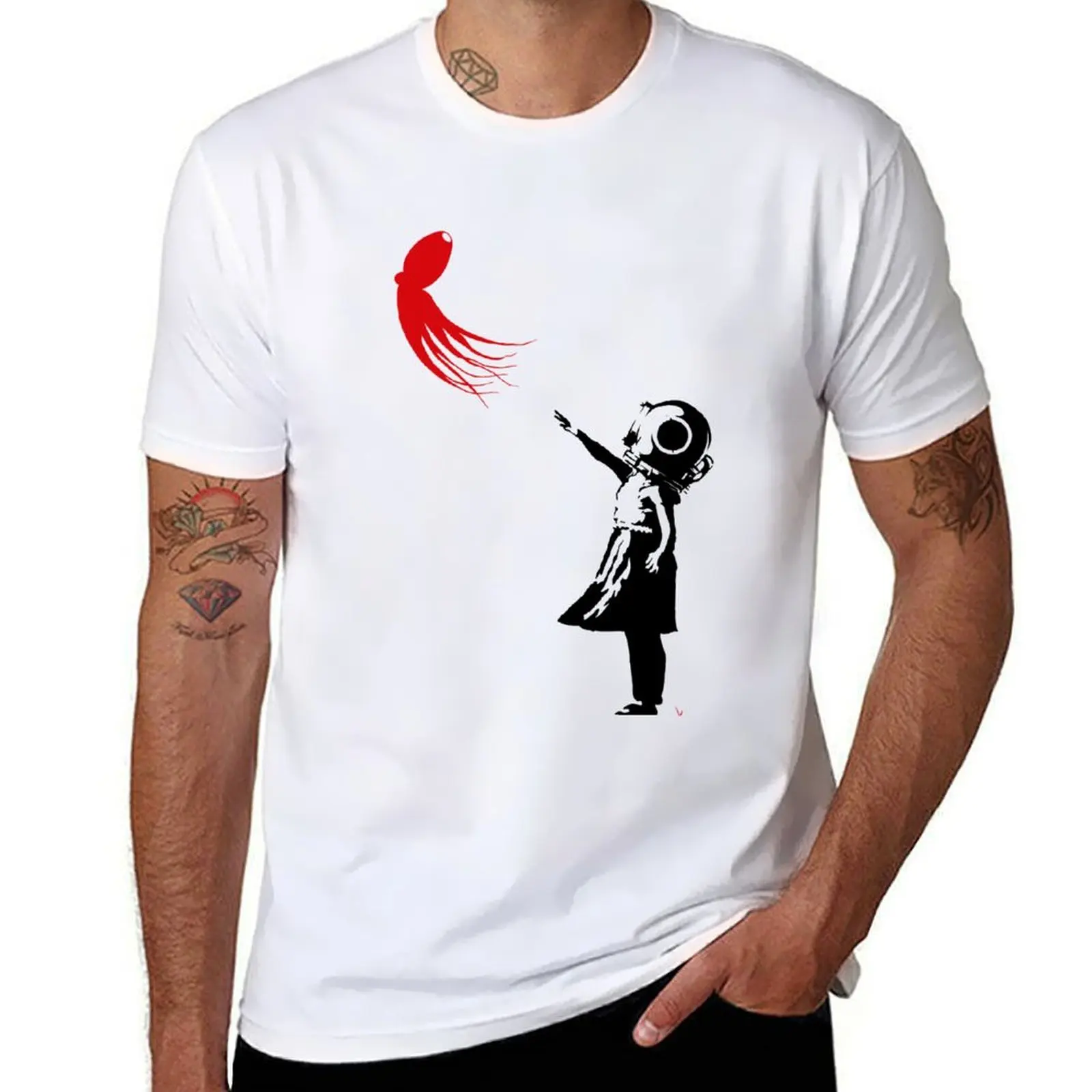 

Girl with Octopus T-Shirt man t shirts high quality luxury brand t shirt for man 100 percent cotton T-Shirt