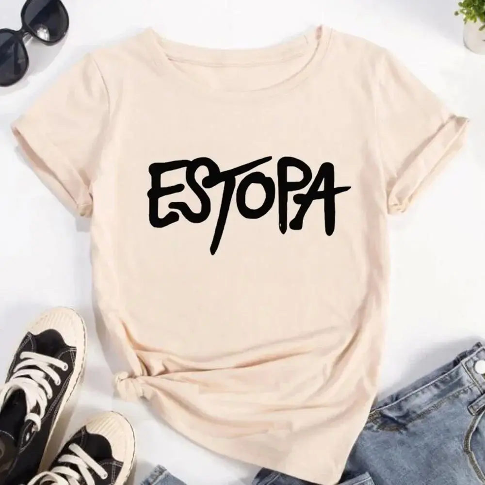 

Apricot Street Sle Women's Anime T-irt Personalized Estopa Design Comfortable Cotton Top for Casual Wear