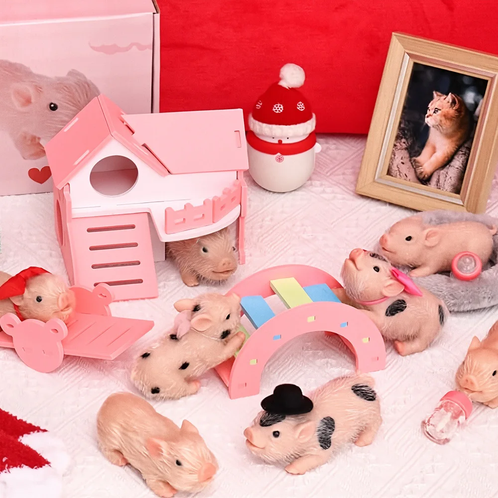

Cute Reborn Piglet Full Body Silicone Dolls Toy Lifelike Reborn Pet Piglet Toy Newborn Doll Squishy Fidget Kids Collectible Gift