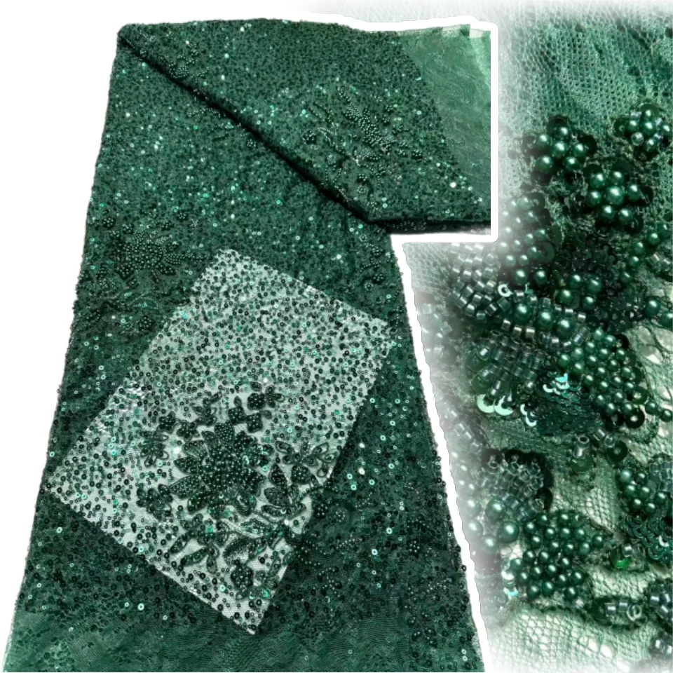 

Африканский Тюль шантиль, кружевная ткань, французская роскошная сетчатая кружевная ткань с блестками и бусинами, нигерийская женская вечерняя одежда, платье SZ1584