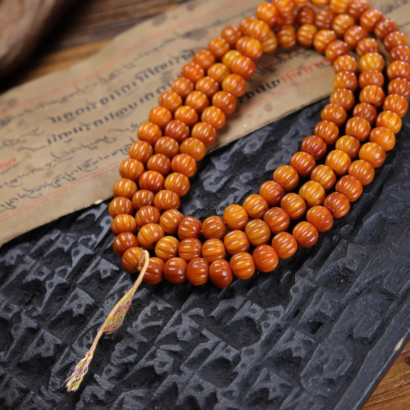 Natural Yak Bone Pumpkin , 108 , Prayer Beads, Bracelets, And