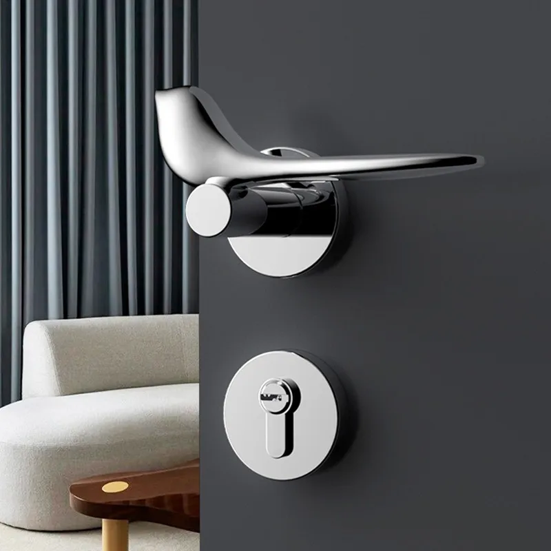 Indoor door lock Silent magnetic bedroom door lock Golden bird door handle