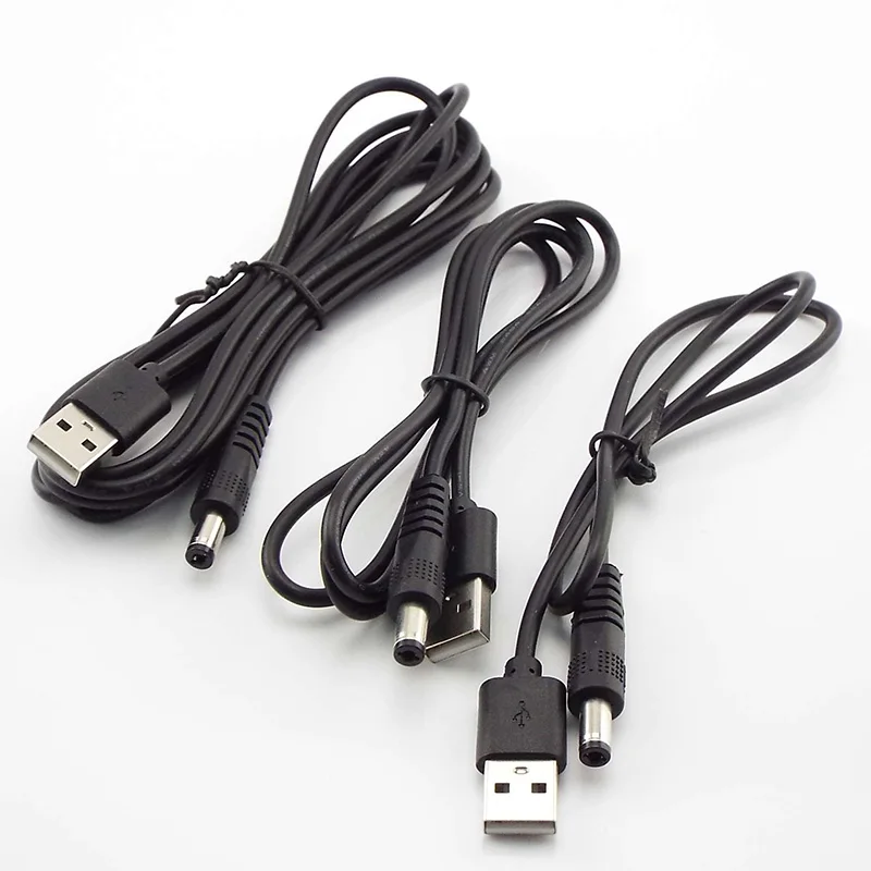 1/5x USB A Male plug to DC 2.5 3.5 1.35 4.0 1.7 5.5 2.1 5.5 2.5mm Power supply Plug Jack type A extension cable connector cords