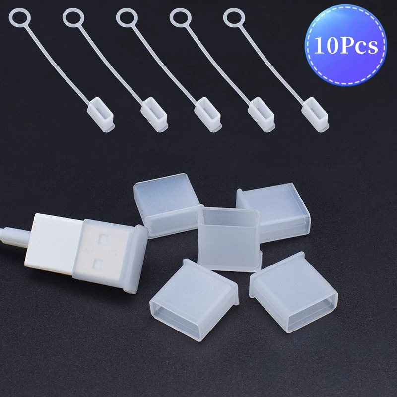 10-1Pcs USB A Anti-Lost Dust Cover Cap USB3.0 USB3.1 Adapter Dust Plug Protector Charging USB Cable Protective Sleeve Covers