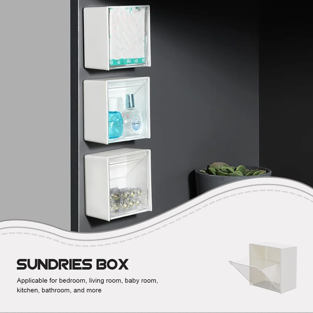 

2pcs Flip-Top Storage Box Compact Craft Organizer For Kitchen Bathroom Bedroom Room Plastic Sundries Holder Dust-Proof