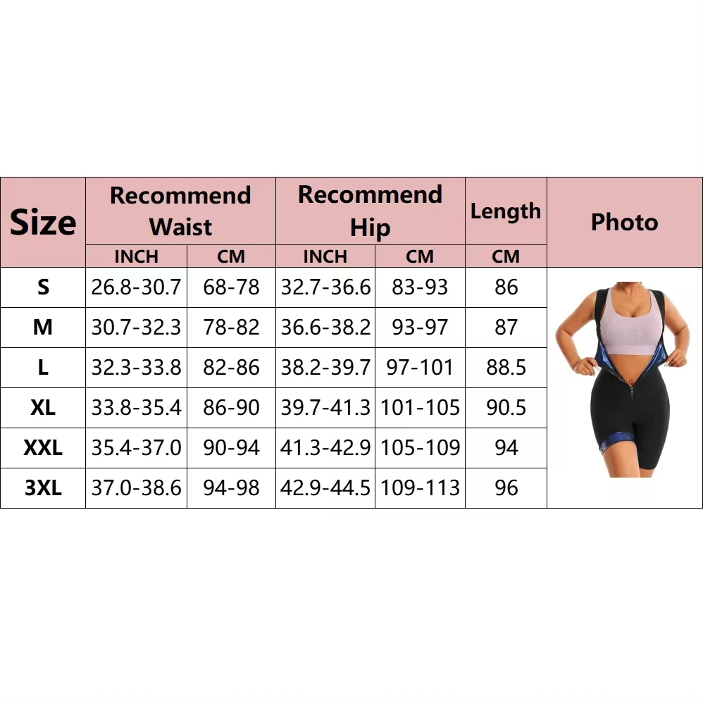 Women Sauna Sweat Bodysuit One Piece Zipper Jumpsuit Shapewear Waist Trainer Compression Slimming Tummy Body Shaper Shorts