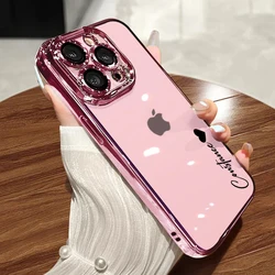 Personalized Name Soft Plating Clear Case For iPhone 17 16 15 14 13 12 11 Pro Max Luxury Transparent Custom Cover 15 14 Pro Max