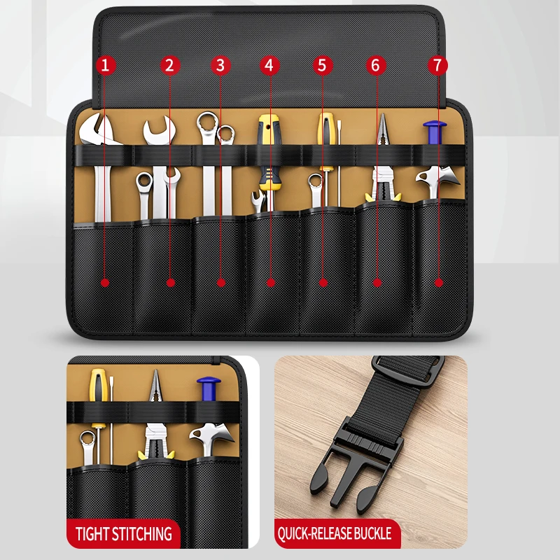 Borse per attrezzi Oxford Storage Kit di attrezzi portatile Bobina pieghevole Rolling Elettricisti Organizzatore Borse multiuso per kit di attrezzi di riparazione auto