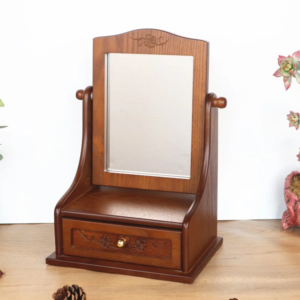 Miroir de maquillage rétro Vintage, pour coiffeuse de bureau en verre argenté de haute clarté réglable