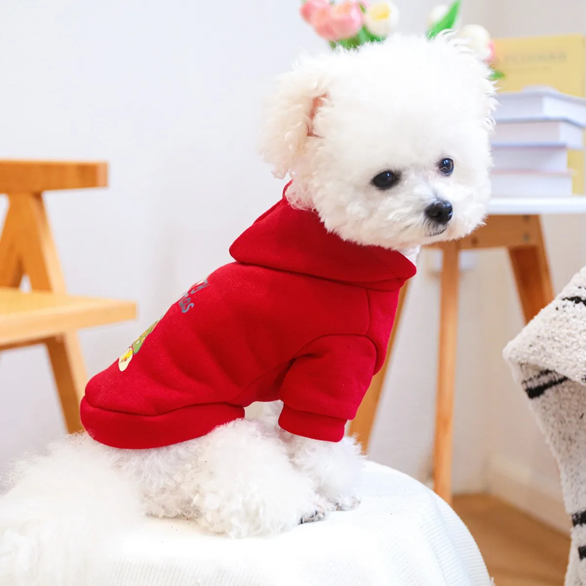 Cute Christmas Tree Dog Sweatshirt Teddy Winter Warm Clothes Small and Medium Dog Hoodie Pet Holiday Clothes XS-XL