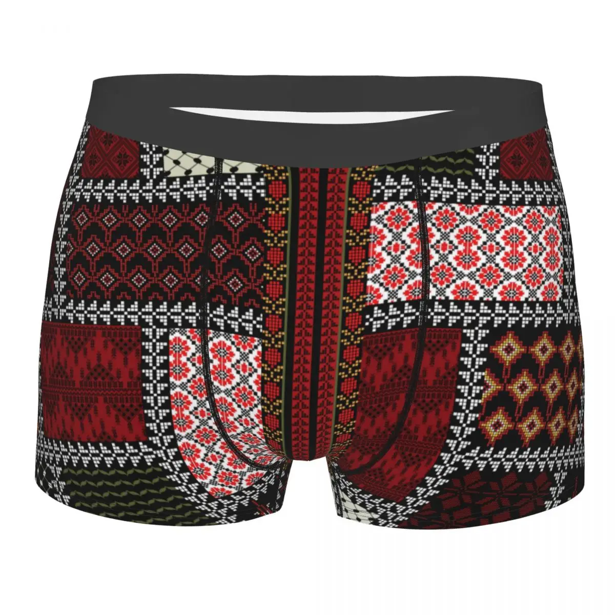 Custom Arabic Keffiyeh Traditional Pattern Underwear Men Breathable Tatreez Embroidery Art Boxer Briefs Shorts Panties Soft