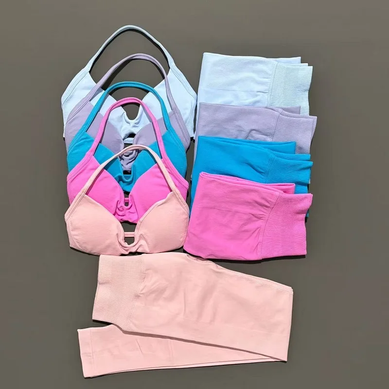 2 Piece Yoga Clothes Women Tracksuit Athletic Wear Pilates Fitness Suit Gym Workout Push Up Clothes Sports Bra Leggings Suit