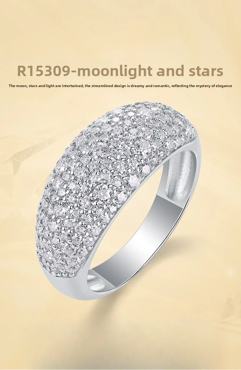

S925 Silver White Gold Plated D Color Micro-Pave Moissanite*133 Women's Ring, Exquisite Jewelry.