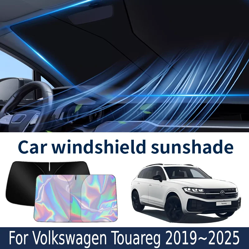 

Front Windshield Sunshade For VW Volkswagen Touareg 2019~2025 2024 2023 Car Sun Visor Heat Insulation Summer Cooling Accessories