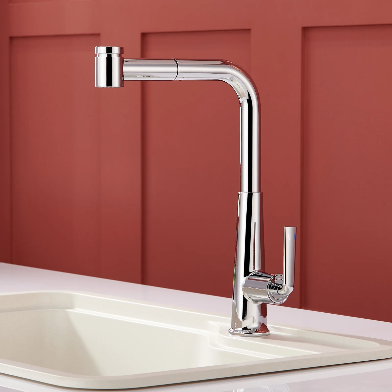 Pull out faucet with hot and cold functions, expandable rotating faucet for kitchen and balcony