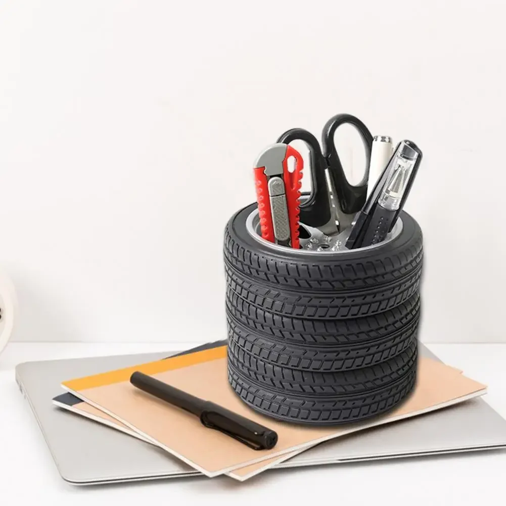 

10.7*9.4cm Tire Shaped Pen Holder Car Tire Succulent Planter Stationery Desk Holder Pencil Holder Car Tire Stacking Accessories