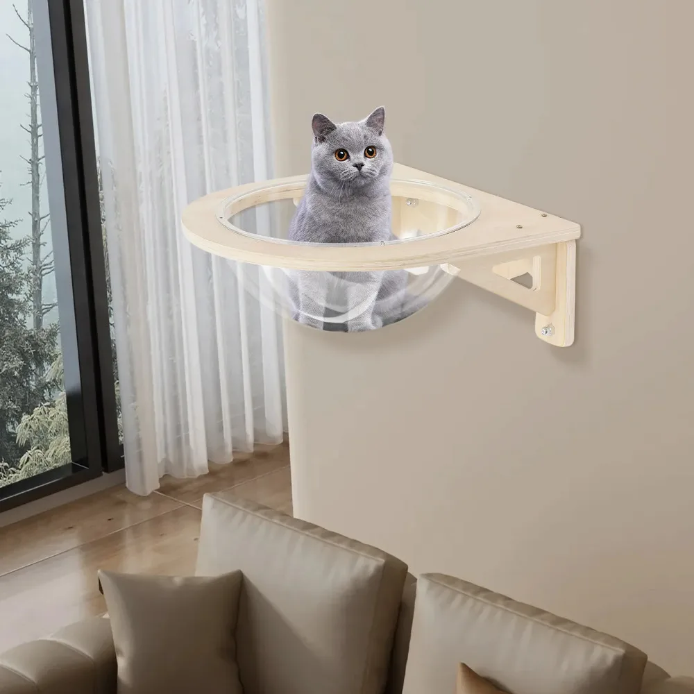 

Transparent Clear Cat House Wall-Mounted Wooden Cat Space Capsule Acrylic Pet Bed with Large Capacity for Pet Store and Family