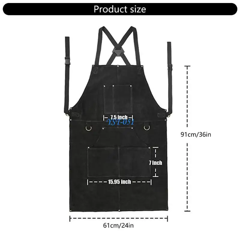 E15A Celemek pengelasan tebal tahan lama dengan 6 kantong untuk menawarkan daya tahan yang unggul