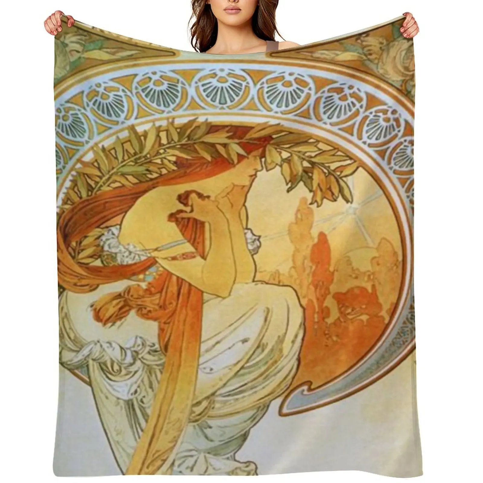 

Alphonse Mucha, Vintage Throw Blanket Luxury manga Custom Summer Blankets