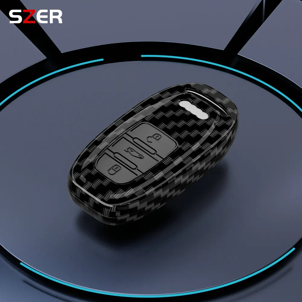 ABS Carbon Fiber Car Key Case Cover For Audi A1 A3 8P A4 B9 A5 A6 C7 8S 8W A7 A8 Q3 Q5 Q7 4M S4 S5 S6 S7 S8 RS3 RS6 SQ5 TTS TFSI