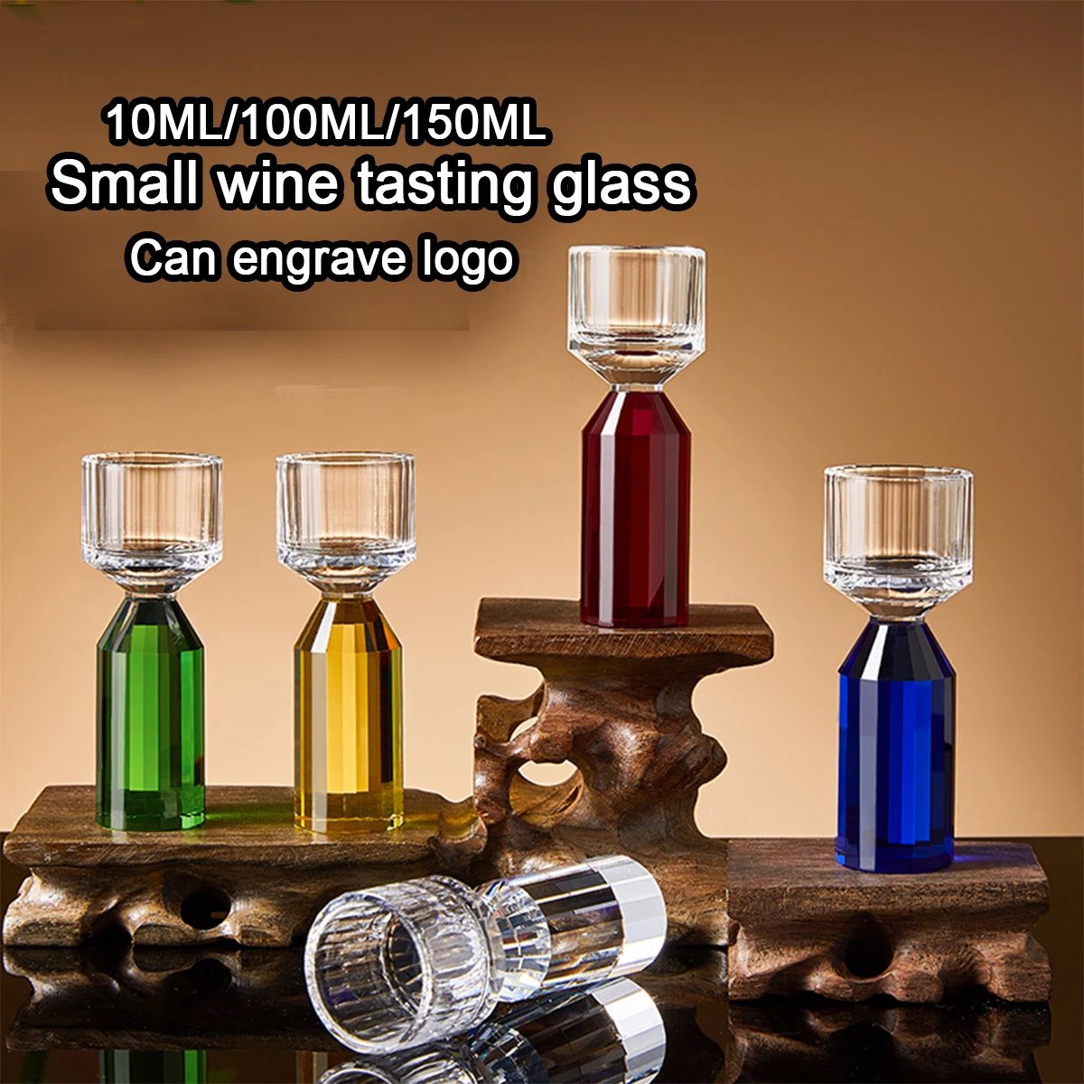 (Gravação de logotipo disponível) Conjunto de taça e decantador de cristal para degustação de vinho, 10ml/100ml, copo pequeno para uísque, taça para vinho branco, taça para degustação