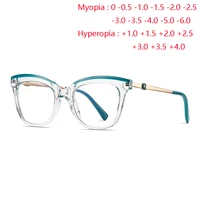 0-0,5-0,75 a-6,0 montura azul transparente gafas para miopía tipo ojo de gato para mujer TR90 gafas graduadas potencia + 0,5 a + 4,0