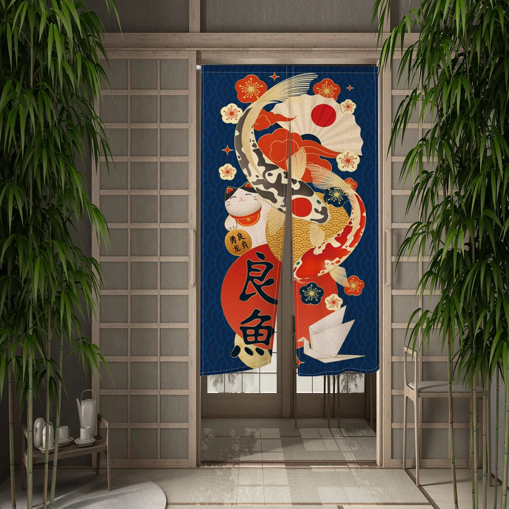 Colorful Lucky Cat Serie Painted Door Curtain Japanese Noren Ukiyo-e Kitchen Bedroom Corridor Shading Home Entrance Half-Curtain