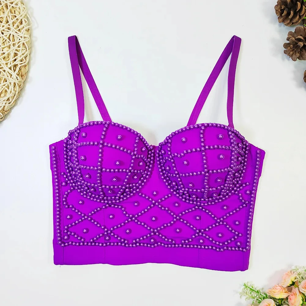 Sexy Stage Show Corset Party Club Sequin Rhinestone Fashion Tank Tops Women Clothing Y2k Clothes Streetwear Casual Vintage
