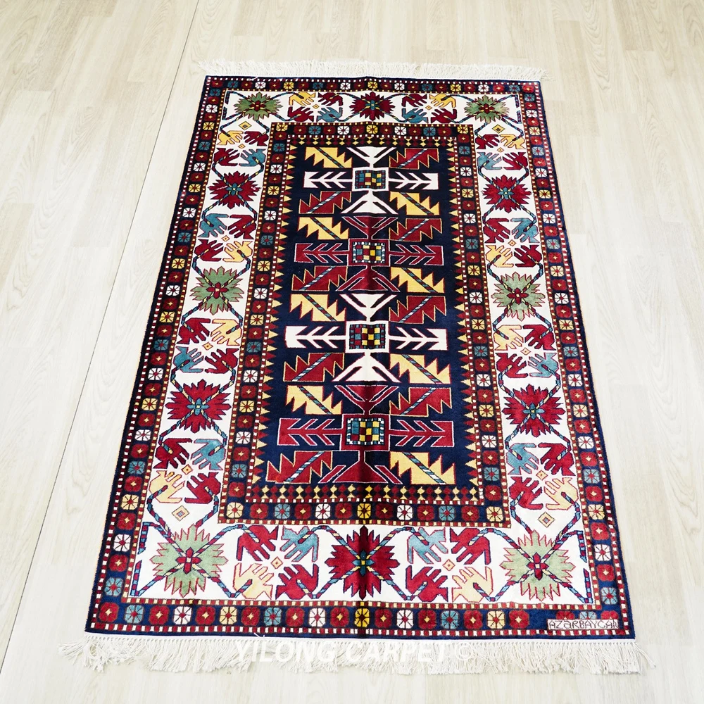 91x152cm Handwoven Silk Tribal Carpet Caucasian Style Oriental Area Rug (BL120)