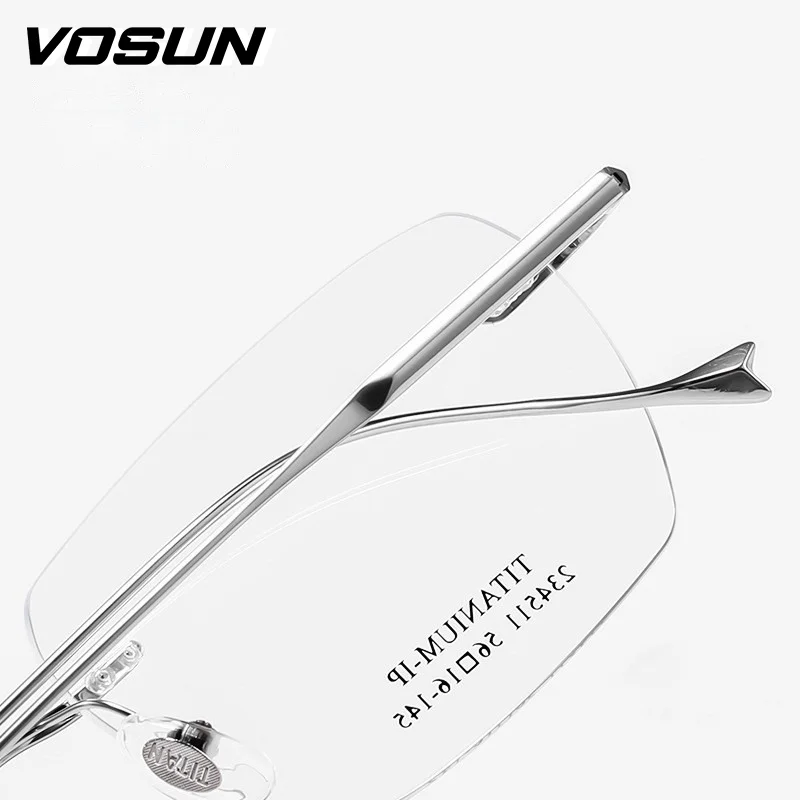 VOSUN Classic Rimless Titanium Men's glasses frame Myopia Spectacles Lightweight Optical Prescription  Female glasses frame ﻿