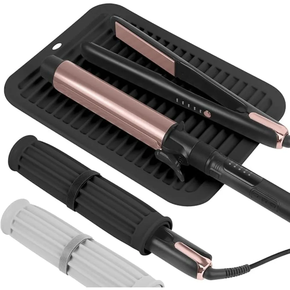 Tapete de Silicone Resistente ao Calor para Modelador de Cabelo, Suporte Portátil para Chapinha, Capa Protetora para Alisador de Cabelo, Ideal para Viagem e Salão de Beleza