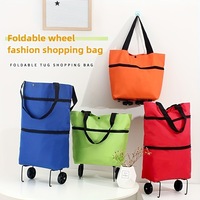 1PC Folding Shopping Bag, Portable Tugboat Bag, Grocery Bag, Large Capacity Supermarket Bag tote bags shopping folding cart