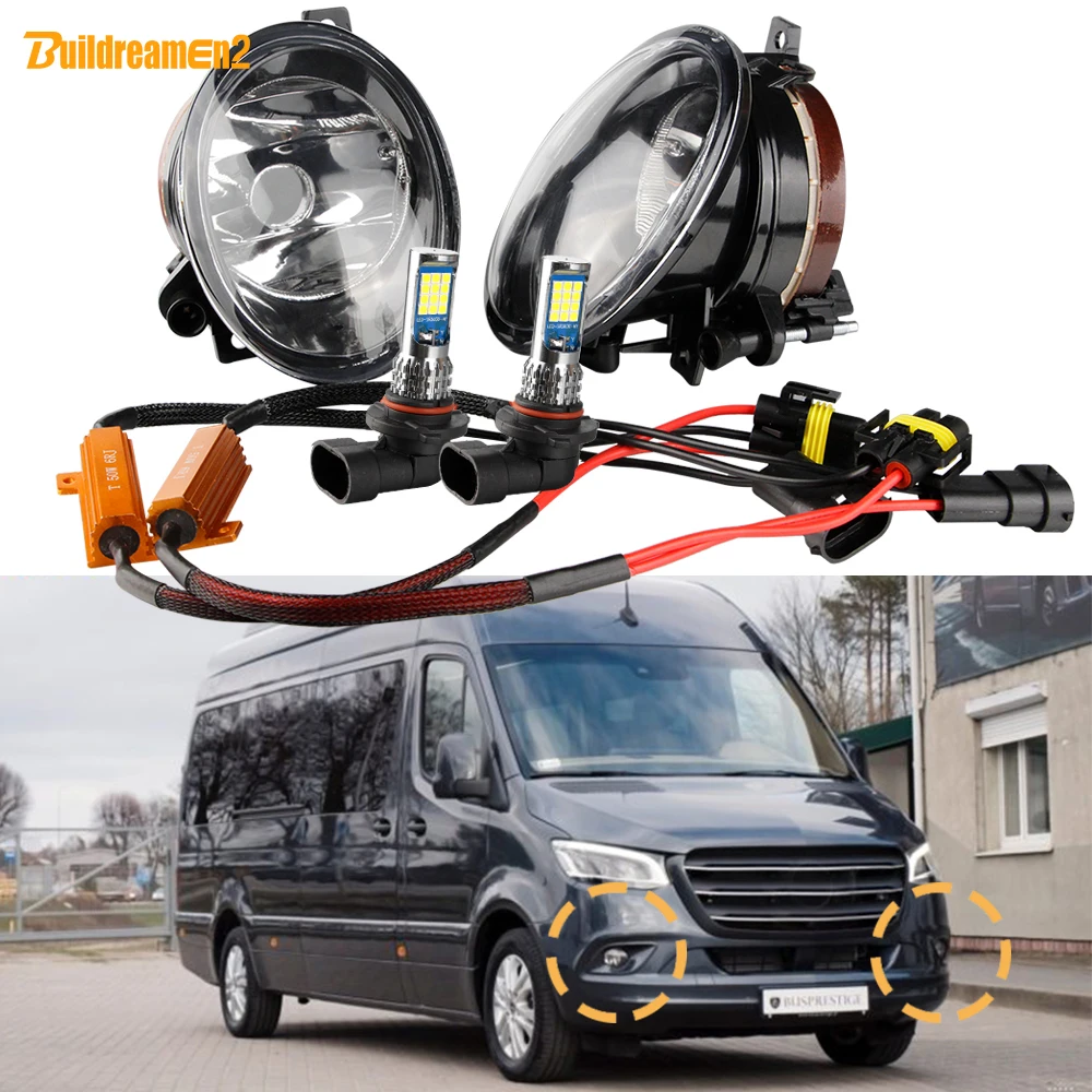 2 Pieces Car Front Bumper Fog Light With Canbus LED Bulb For Mercedes-Benz Sprinter (907,910) 2019 2020 2021 2022 2023 2024 2025