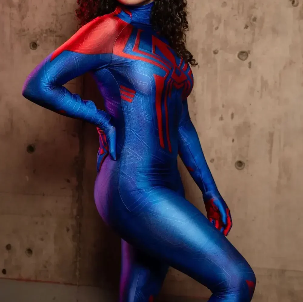 女性のためのスパイダーマンコスプレコスチューム,スーパーヒーロータイツ,ハロウィーンのボディスーツ,パーティースーツ,マスクなし,大人,子供,女の子,2099