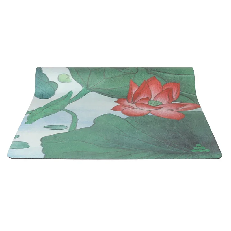 Wholesale Lotus Pattern Natural Suede Material Non-Slip Yoga Mat For Gym Sports Camping