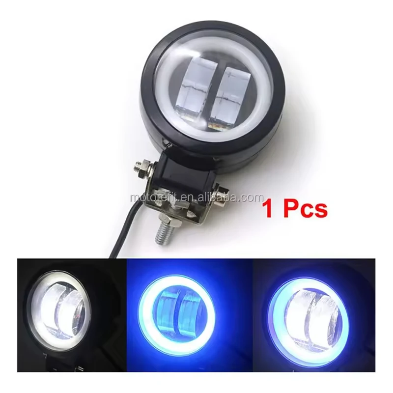 Motorcycle LED for Honda Suzuki Kawasaki universal Custom Spot Fog Lights with Angel Eye Light