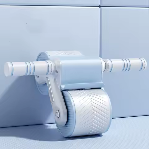 Auto Return Ab Wheel Roller Dual Wheel Abdominal Trainer With Knee Pad Home Gym Core Workout Equipment