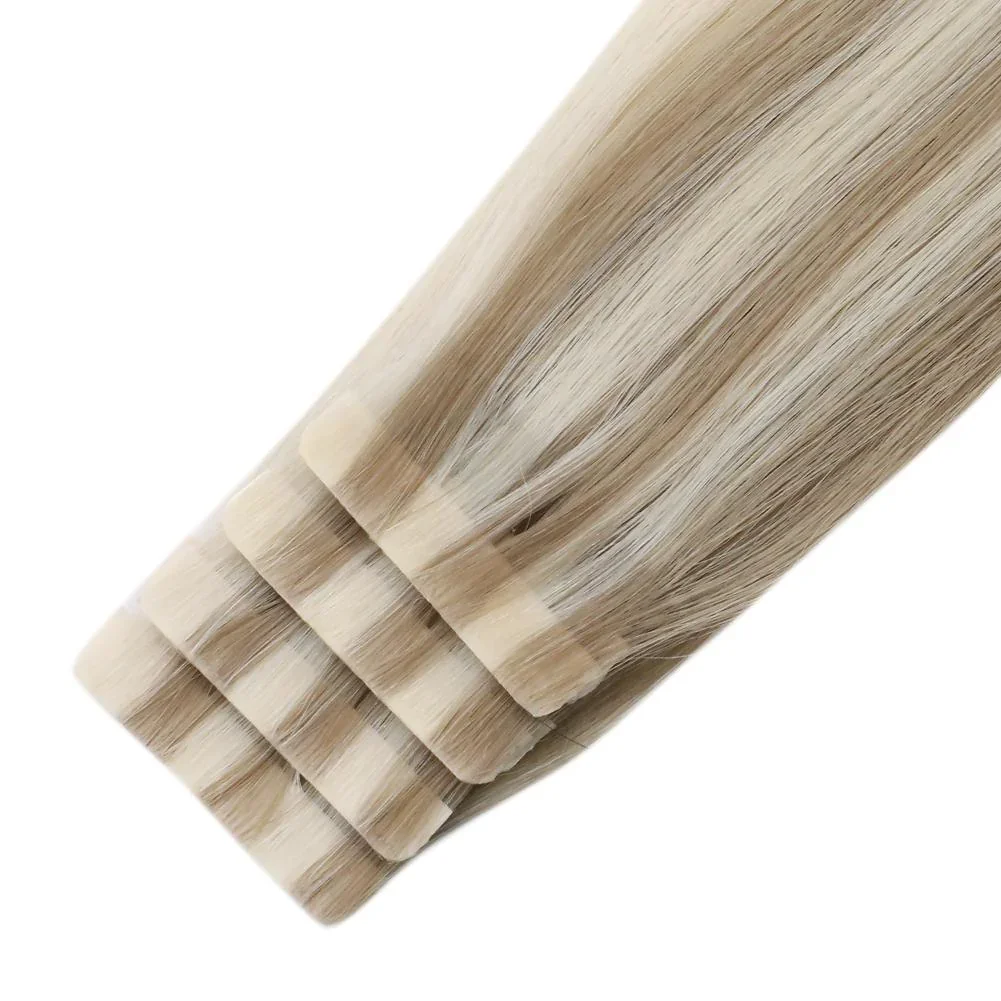 LaaVoo Virgin Injected Tape in Hair Extensions High Quality Straight 100% Real Brazilian Hair Invisible Seamless Tape in Hair